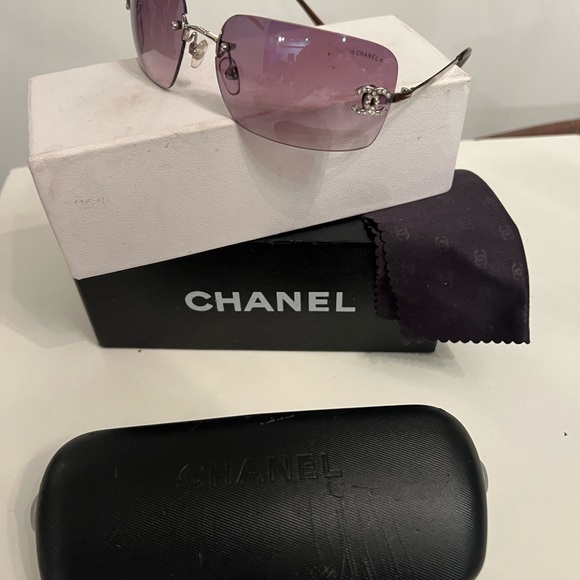 MINT CHANEL 4017 D Crystal Rimless Coco CC Logo Pink Plum SUNGLASSES CASE BOX - Picture 10 of 16